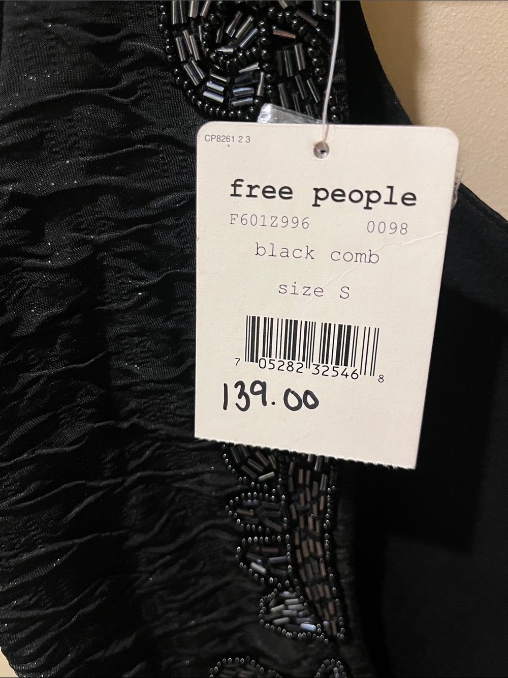 Free People Black Textured Scoop Backless Dress with Beaded Details - Picture 6 of 7